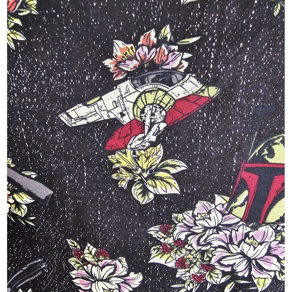 Star Wars Boba Fett Button Down Men's L Floral Button Down Collared Black Red - Picture 5 of 9